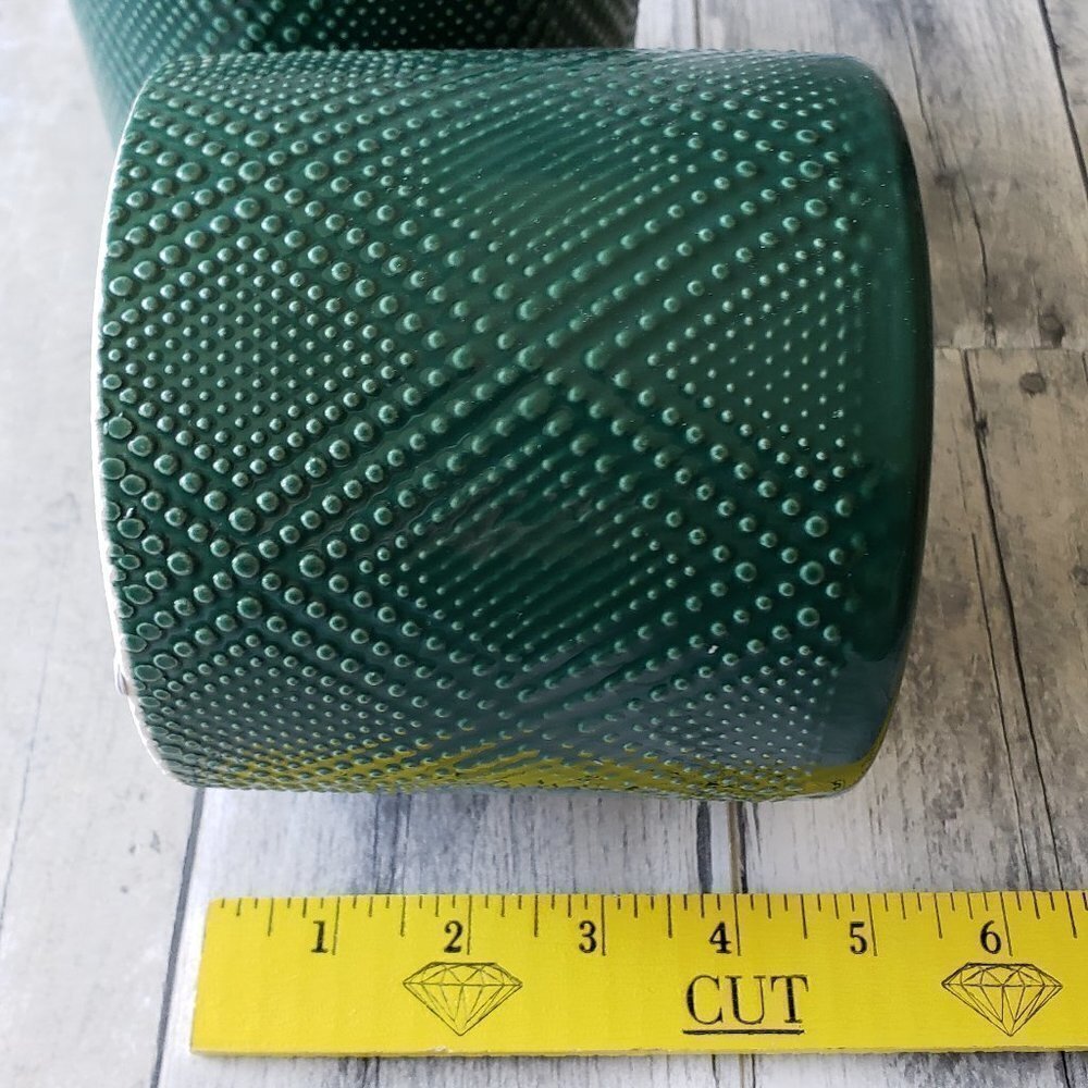 Ceramic Green Plant Containers with Dot Pattern (set of 2) - Picture 3 of 4